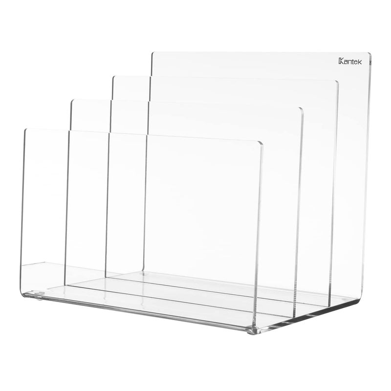 Kantek Clear Acrylic File Sorter  3 Section Desk Collator  8"" x 6.5"" x 7.6""  Non-Skid Feet  Office Organizer  Desk Accessory - Image 1